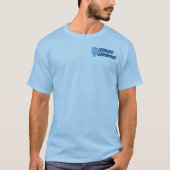 Blauwe Rino "Powering the Backyard"-Mannen T-shirt (Voorkant)