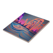 Blauwe rivieren met digitale achtergrondverlichtin tegeltje (Zijkant)