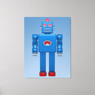 Blauwe robot 02 canvas afdruk