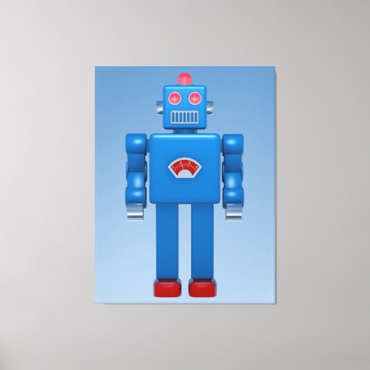 Blauwe robot 02 canvas afdruk (Voorkant)