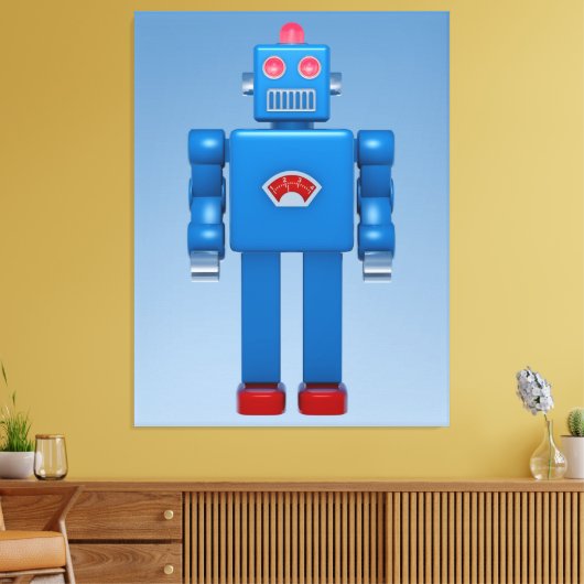 Blauwe robot 02 canvas afdruk (Insitu (Woonkamer))