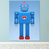 Blauwe robot 02 canvas afdruk (Insitu (Houten vloer))