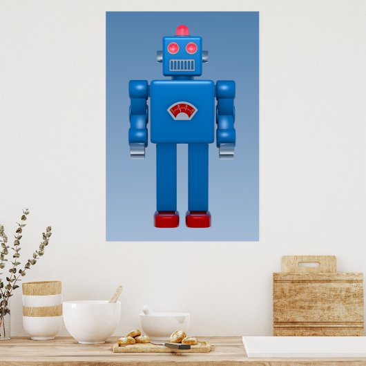 Blauwe robot 02 poster (Keuken)