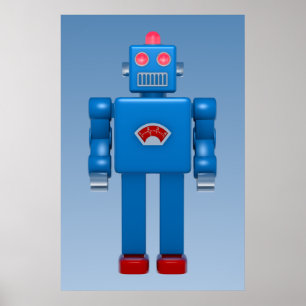 Blauwe robot 02 poster