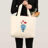 Blauwe robot Art Grote Tote Bag (Voorkant (product))