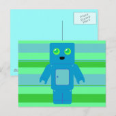 Blauwe robot briefkaart (Voorkant / Achterkant)