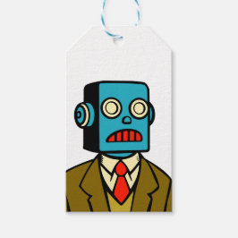 Blauwe robot cadeaulabel