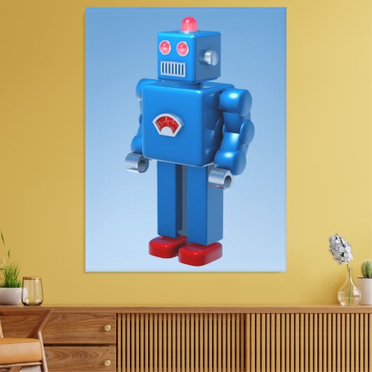 Blauwe robot canvas afdruk (Insitu (Woonkamer))