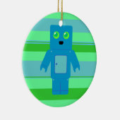 Blauwe robot keramisch ornament (Rechts)