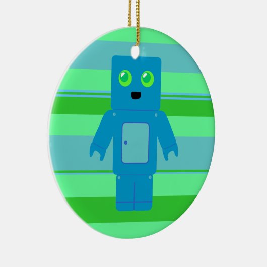 Blauwe robot keramisch ornament (Rechts)