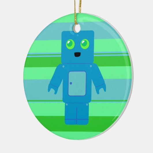 Blauwe robot keramisch ornament (Links)