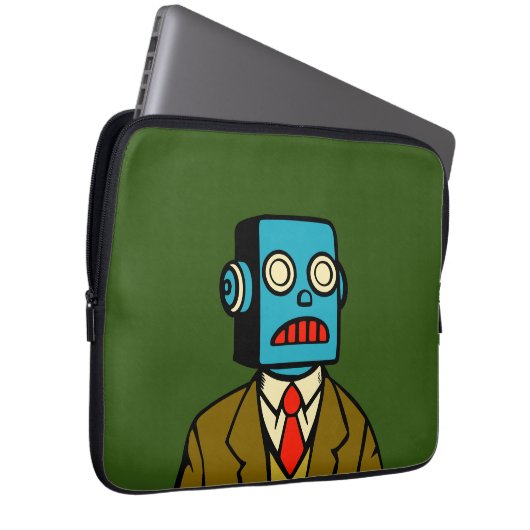 Blauwe Robot Laptop Sleeve (Voorkant Rechts)