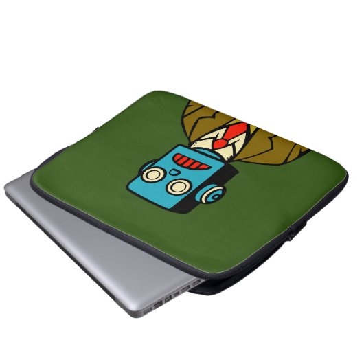 Blauwe Robot Laptop Sleeve (Voorkant onderkant)