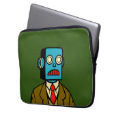Blauwe Robot Laptop Sleeve (Voorkant Links)