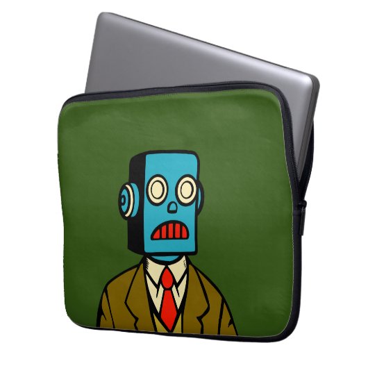 Blauwe Robot Laptop Sleeve (Voorkant Links)