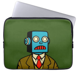 Blauwe Robot Laptop Sleeve