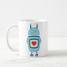 Blauwe robot met hart koffiemok