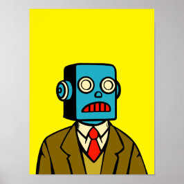 Blauwe robot poster