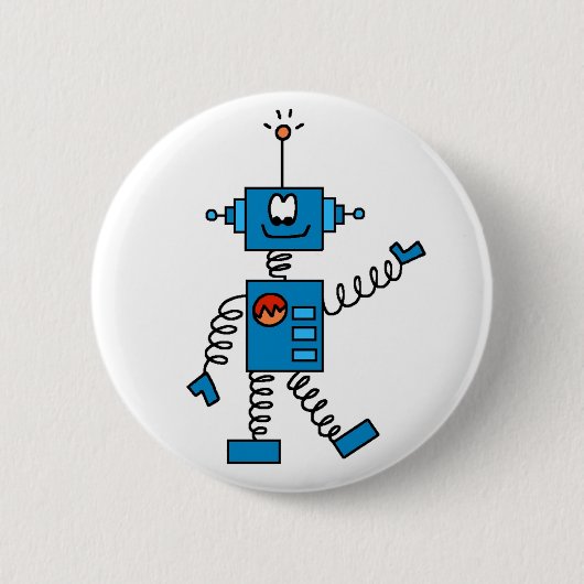 Blauwe robot ronde button 5,7 cm (Voorkant)