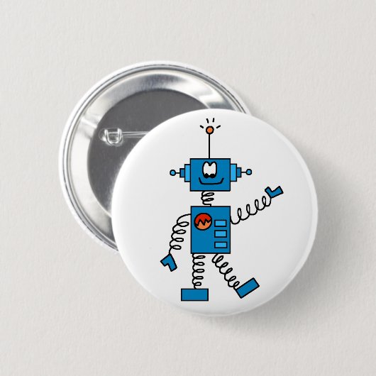 Blauwe robot ronde button 5,7 cm (Voorkant /achterkant)