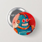 Blauwe robot ronde button 5,7 cm (Voorkant /achterkant)