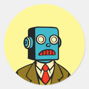 Blauwe robot ronde sticker