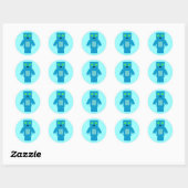 Blauwe robot ronde sticker (Vel)