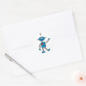 Blauwe robot ronde sticker (Envelop)