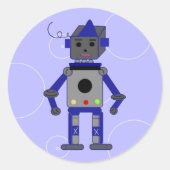 Blauwe robot ronde sticker (Voorkant)