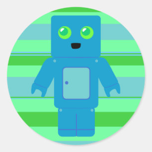 Blauwe robot ronde sticker