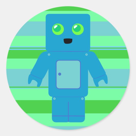 Blauwe robot ronde sticker (Voorkant)