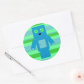 Blauwe robot ronde sticker (Envelop)