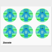Blauwe robot ronde sticker (Vel)