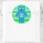 Blauwe robot ronde sticker (Tas)