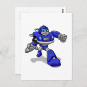 Blauwe robot voor kinderen - Kies achtergrondkleur Briefkaart (Voorkant / Achterkant)