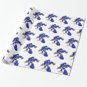 Blauwe robot voor kinderen - Kies achtergrondkleur Cadeaupapier