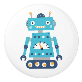 Blauwe robotoppen voor kinderen keramische knop