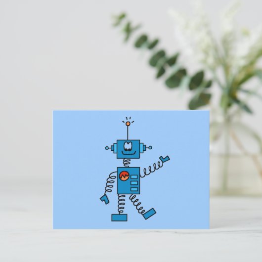 Blauwe robots en robots briefkaart (Staand voorkant)