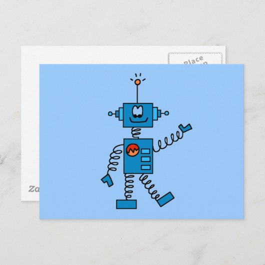 Blauwe robots en robots briefkaart (Voorkant / Achterkant)