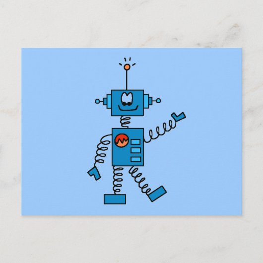 Blauwe robots en robots briefkaart (Voorkant)