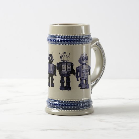 blauwe robots stein bierpul (Voorkant rechts)