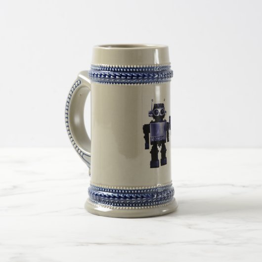 blauwe robots stein bierpul (Voorkant links)