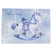 Blauwe Rocking Paard Gift Bag Groot Cadeauzakje (Achterkant)