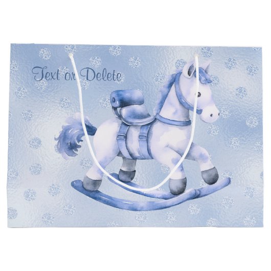 Blauwe Rocking Paard Gift Bag Groot Cadeauzakje (Achterkant)