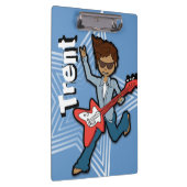 Blauwe rockstar gitaarjongen voegt jouw naam klemb klembord (Rechts)