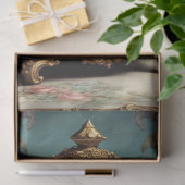 Blauwe Rococo parfum fles 2 decoupage papier (Geschenk)