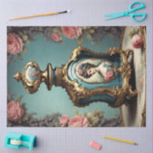 Blauwe Rococo parfum fles 2 decoupage papier (Craft)