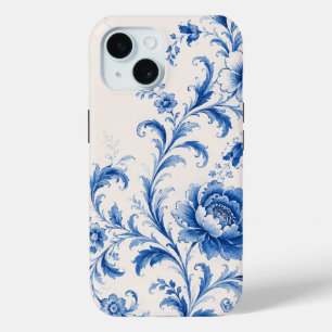 Blauwe Rococo Pioen Bloemige Hoesje