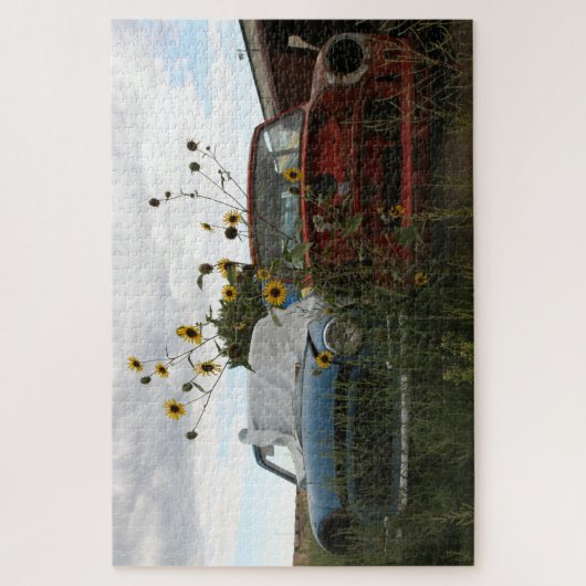 Blauwe & rode auto's legpuzzel (Verticaal)