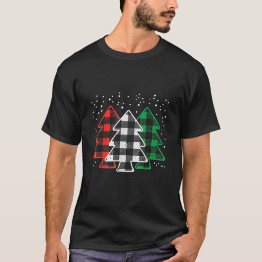 Blauwe rode buffel met kerstbomen t-shirt (Voorkant)
